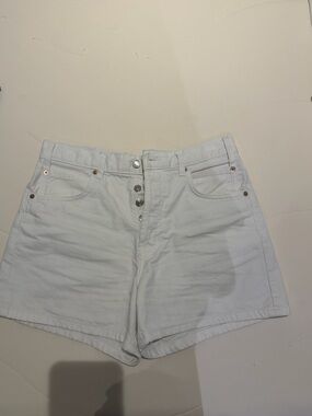 Free People High-Rise White Button-Front Denim Shorts